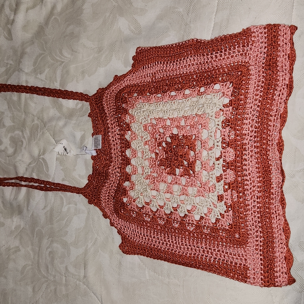 Stolen Hearts Beautiful ruby and jenna orange and pink crochet top size m/ L